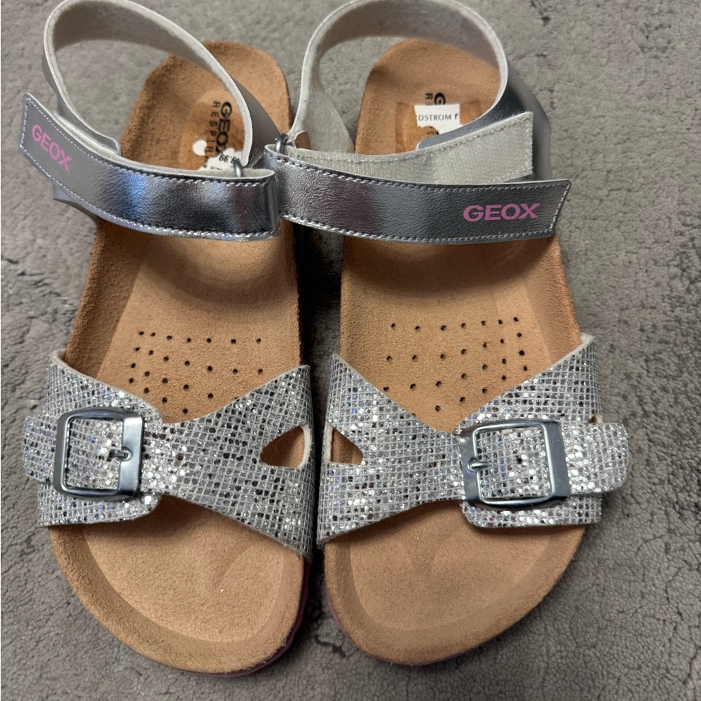 Geox Silver Sandals with Buckle on Velcro-36